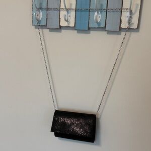 Jessica McClintock Women’s Black Sequin Wristlet/Crossbody Clutch with Chain